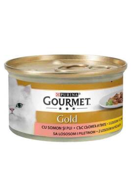 Gourmet Gold Somon ve Tavuk Parça Et Soslu Yetişkin Kedi Konservesi 85gr - 1