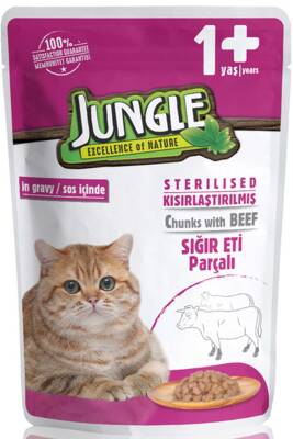 Jungle Gravy Biftekli Kısırlaştırılmış Kedi Konservesi 100gr - 1