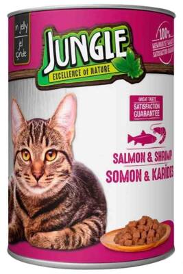 Jungle Somonlu Karidesli Kedi Konservesi 415gr - 1