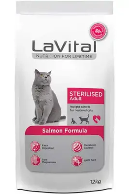 LaVital Kilo Kontrolü için Somonlu Kısırlaştırılmış Kedi Maması 12kg - 1