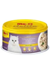 Me-O Delite Jöle İçinde Ton Balıklı ve Tavuklu Tahılsız Yetişkin Kedi Konservesi 80 Gr 