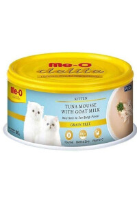 Me-O Delite Kitten Ton Balığı Püresi ve Keçi Sütlü Tahılsız Yavru Kedi Konservesi 80 Gr 