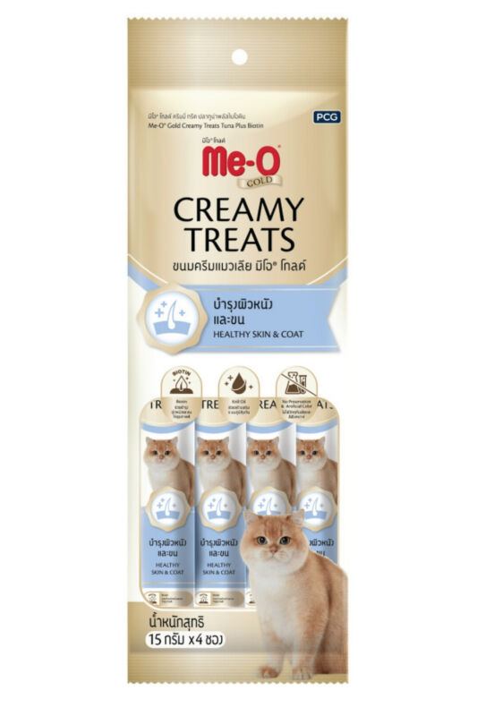 Me-O Gold Ton Balıklı ve Biyotin Destekli Krema Kedi Ödülü 4X15 Gram - 1