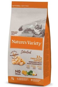 Nature's Variety Selected Tavuk etli Tahılsız Kısırlaştırılmış Kedi Maması 7 kg - NATURES VARIETY