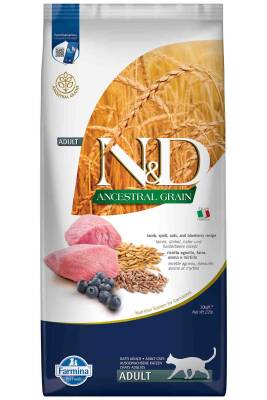 ND Ancestral Grain Düşük Tahıllı Kuzu Eti ve Yaban Mersinli Yetişkin Kedi Maması 10kg - 1