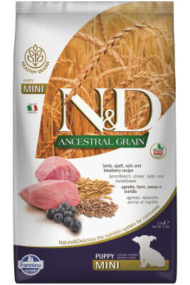 ND Ancestral Grain Tahıllı Kuzu Eti ve Yaban Mersinli Küçük Irk Yavru Köpek Maması 2,5kg - 1