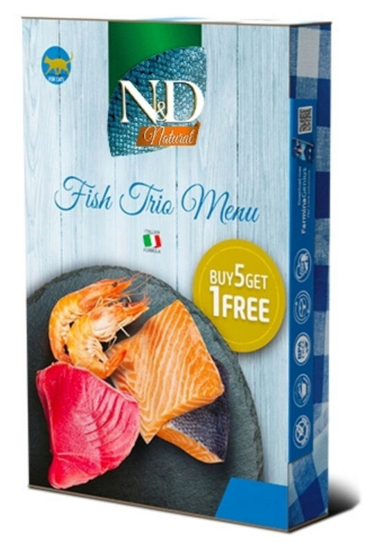 ND Fish Trio Menu Tuna, Somon ve Karides Kedi Konservesi 6X70 GR - 1