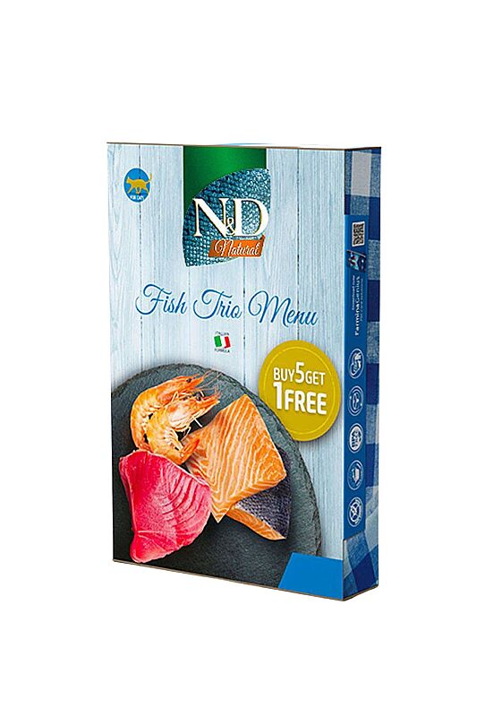 ND Fish Trio Menu Tuna, Somon ve Karides Kedi Konservesi 6X70 GR - 1