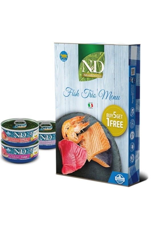 N&D Fish Trio Menu Tuna, Somon ve Karides Kedi Konservesi 70 Gr - 6 Al 5 Öde - 1