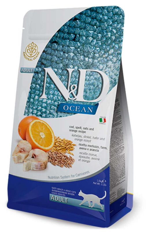 ND Ocean Düşük Tahıllı Morina Balığı ve Portakallı Yetişkin Kedi Maması 10 KG - 2