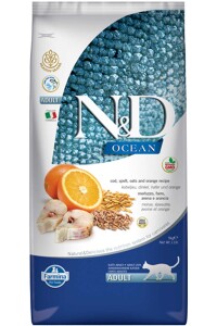 ND Ocean Düşük Tahıllı Morina Balığı ve Portakallı Yetişkin Kedi Maması 5kg - N&D