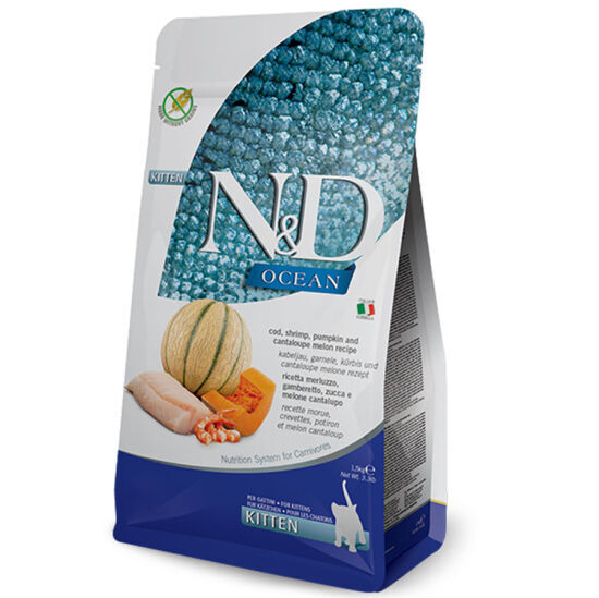 ND Ocean Morina Balıklı Balkabaklı ve Karidesli Yavru Kedi Maması 1,5 KG - 1