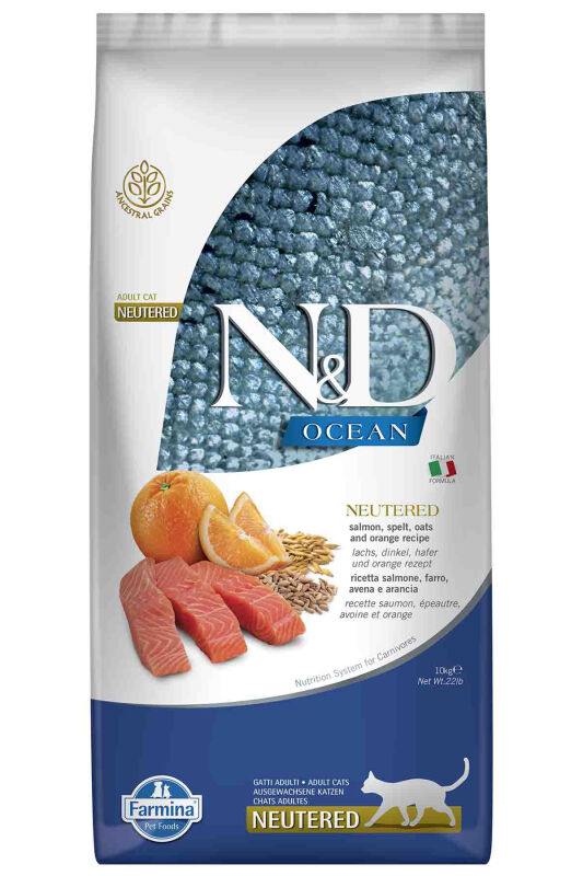 ND Ocean Düşük Tahıllı Somon ve Portakallı Kısırlaştırılmış Kedi Maması 10 KG - 1