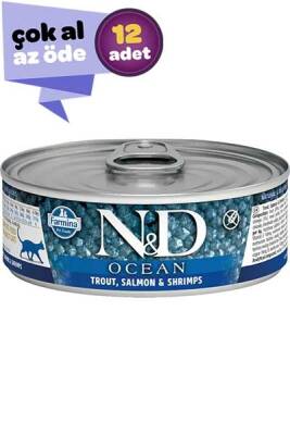 ND Ocean Tahılsız Alabalık Somon ve Karidesli Kedi Konservesi 12x80gr (12li) - 1