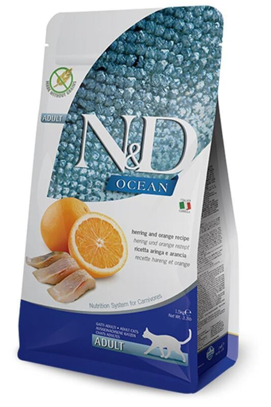 ND Ocean Tahılsız Balıklı ve Portakallı Yetişkin Kedi Maması 10 KG - 1