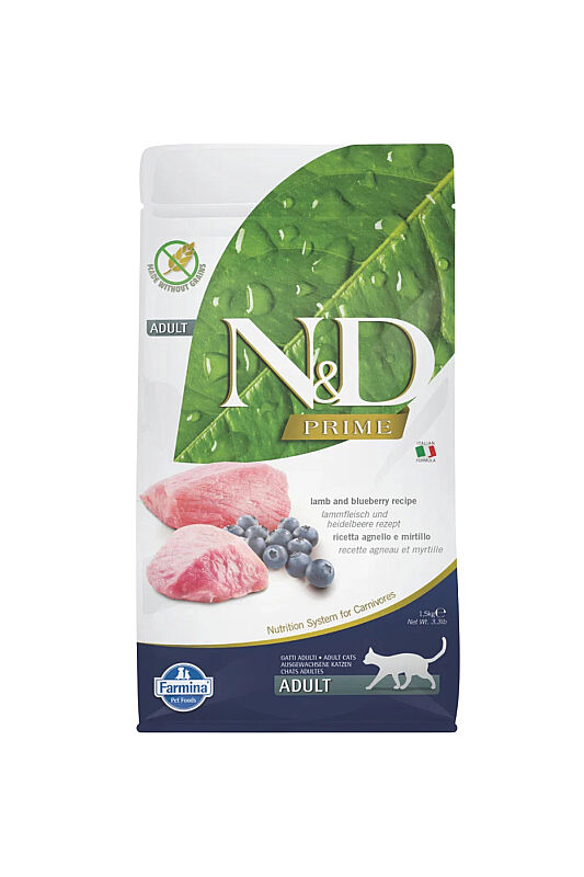 ND Prime Tahılsız Kuzu Etli ve Yaban Mersinli Yetişkin Kedi Maması 1,5kg - 1