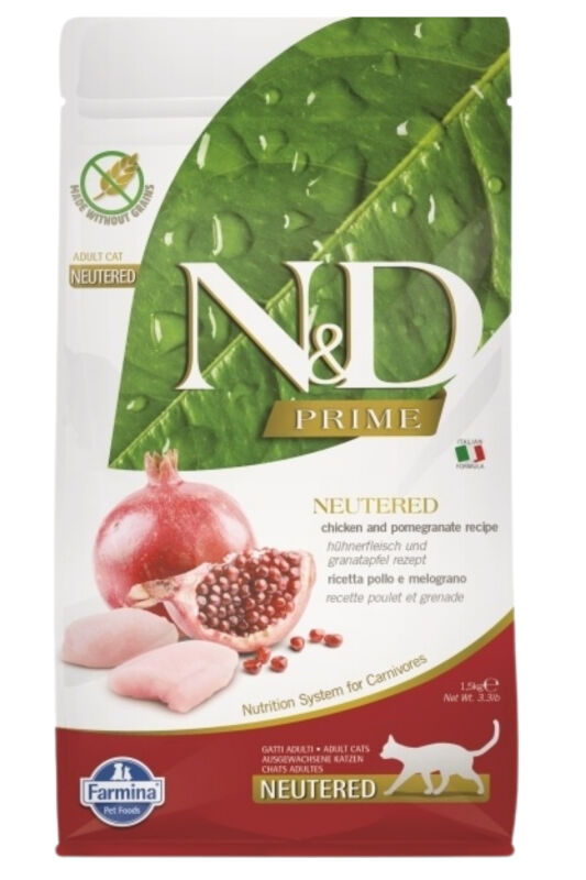 ND Prime Tahılsız Tavuk ve Narlı Kısırlaştırılmış Kedi Maması 1,5 KG - 1