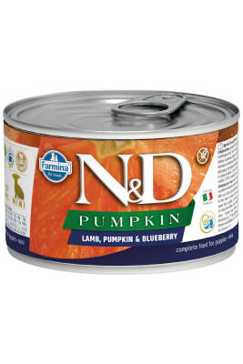 ND Pumpkin Starter Tahılsız Kuzu Eti Balkabağı ve Yaban Mersinli Yavru Köpek Konservesi 140gr - 1