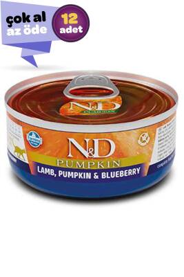 ND Pumpkin Tahılsız Kuzu Eti Balkabağı ve Yaban Mersinli Yetişkin Kedi Konservesi 12x70gr (12li) - 1