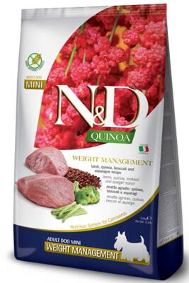 ND Quinoa Tahılsız Kuzu Eti Brokoli ve Kuşkonmazlı Kilo Kontrolü için Küçük Irk Köpek Maması 2,5kg - 1