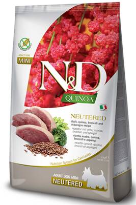 ND Quinoa Tahılsız Ördek Eti Brokoli ve Kuşkonmazlı Mini Irk Kısırlaştırılmış Köpek Maması 2,5kg - 1