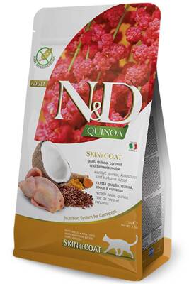 ND Quinoa Tahılsız Skin&Coat Bıldırcın, Hindistan Cevizi Kedi Maması 1,5kg - 1