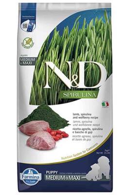 N&D Spirulina Kuzulu Orta ve Büyük Irk Tahılsız Yavru Köpek Maması 7kg - 1