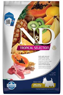 ND Tropical Selection Kuzu Etli ve Tropikal Meyveli Mini Irk Yetişkin Köpek Maması 5kg - 1