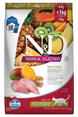 ND Tropical Selection Tavuklu Kısırlaştırılmış Kedi Maması 4kg +1kg Hediyeli - 1