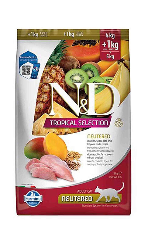 ND Tropical Selection Tavuk Ve Meyveli Kısırlaştırılmış Kedi Maması 5 Kg - 1