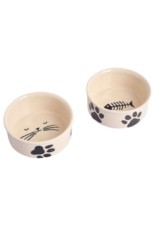 Petdoys 2’li Seramik Kedi & Köpek Mama Kabı 12 cm – 300 ml - 1
