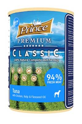 Prince Classic Tavuklu Ton Balıklı Yosunlu ve Keten Tohumlu Yetişkin Köpek Konservesi 400gr - 1