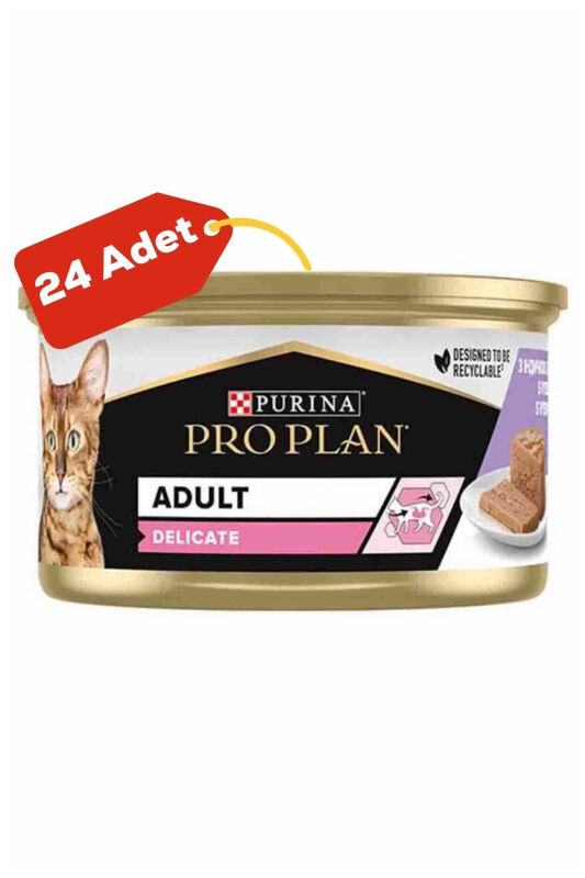 Pro Plan Delicate Hindi Etli Yetişkin Kedi Konservesi 24x85gr 24lü - 1