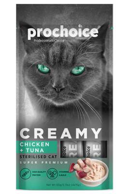 Prochoice Creamy Tuna Balıklı ve Tavuklu Sıvı Kedi Ödül Maması 4x15gr - 1