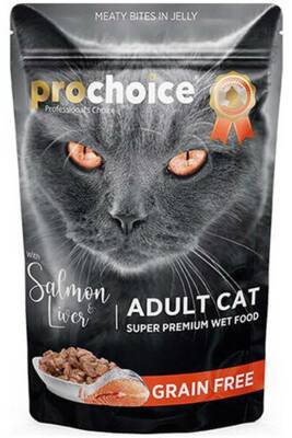 ProChoice Pouch Tahılsız Somonlu ve Ciğerli Tahılsız Yetişkin Kedi Konservesi 85gr - 1