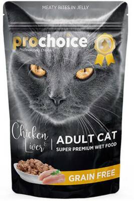 ProChoice Pouch Tahılsız Tavuklu ve Ciğerli Tahılsız Yetişkin Kedi Konservesi 85gr - 1