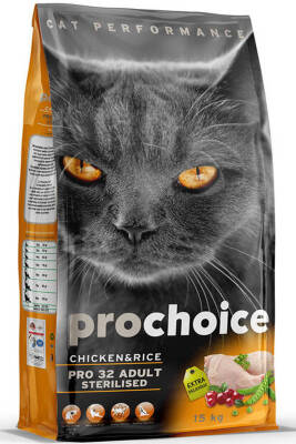 ProChoice Pro 32 Tavuk ve Pirinçli Kısırlaştırılmış Kedi Maması 15kg - 1