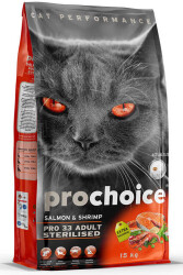 ProChoice Pro 33 Somon ve Karidesli Kısırlaştırılmış Yetişkin Kedi Maması 15 KG - 1