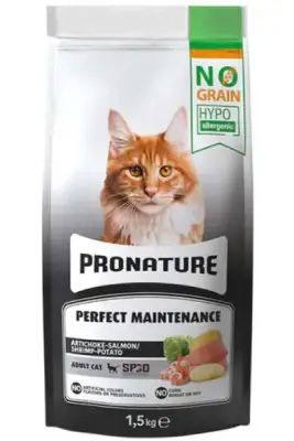 Pronature Hipoalerjenik Tahılsız Somon Karides ve Enginarlı Yetişkin Kedi Maması 1,5kg - 1