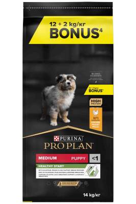 Proplan Puppy Tavuk ve Pirinçli Orta Irk Yavru Köpek Maması 12kg + 2kg HEDİYE! - 1