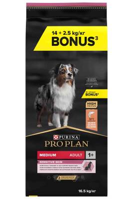 Proplan Somonlu Orta Irk Hassas Derili Yetişkin Köpek Maması 14kg + 2,5kg HEDİYE! - 1