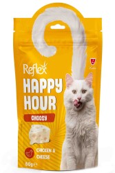 Reflex Happy Hour Choosy Tavuk Etli ve Peynir Seçici Kediler İçin Kedi Ödülü 60 Gr - REFLEX
