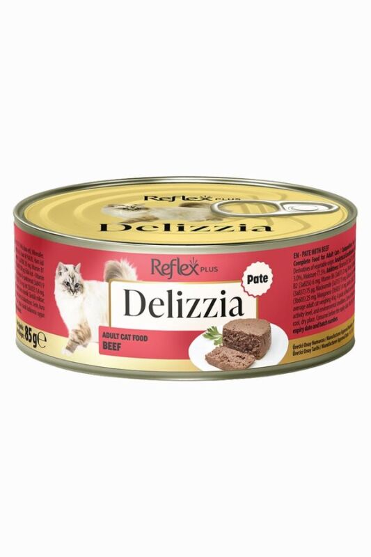 Reflex Plus Delizzia Kıyılmış Dana Etli Pate Yetişkin Kedi Konservesi 85gr - 1