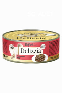 Reflex Plus Delizzia Sos İçinde Parça Etli Dana Etli Yetişkin Kedi Konservesi 85gr - 2