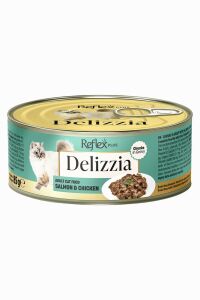 Reflex Plus Delizzia Sos İçinde Parça Etli Somonlu ve Tavuklu Yetişkin Kedi Konservesi 85gr - REFLEX