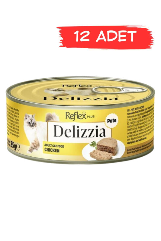 Reflex Plus Delizzia / Kıyılmış Tavuklu Yetişkin Kedi Maması 12x85 gram - 1