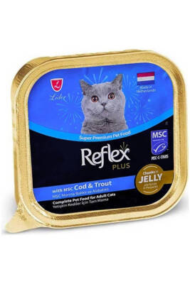 Reflex Plus Jelly Morina Balıklı ve Alabalıklı Et Parçacıklı Kedi Yaş Maması 85gr - 1