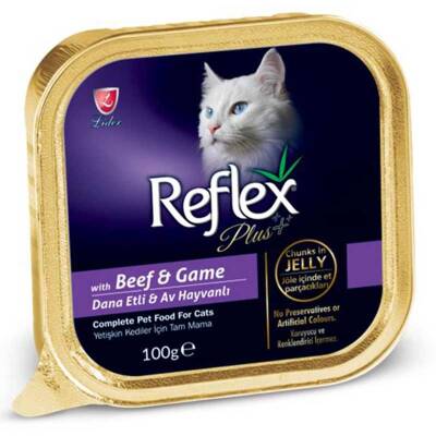 Reflex Plus Jöle İçinde Biftekli ve Av Hayvanlı Parça Etli Yetişkin Kedi Konservesi 100gr - 1