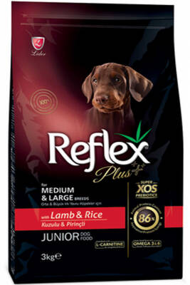 Reflex Plus Kuzu Eti ve Pirinçli Orta ve Büyük Irk Yavru Köpek Maması 3kg - 1