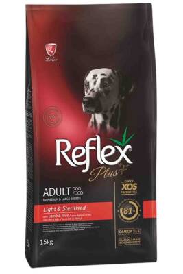 Reflex Plus Light Tüm Irklar için Kuzu Etli ve Pirinçli Kısırlaştırılmış Köpek Maması 15kg - 1